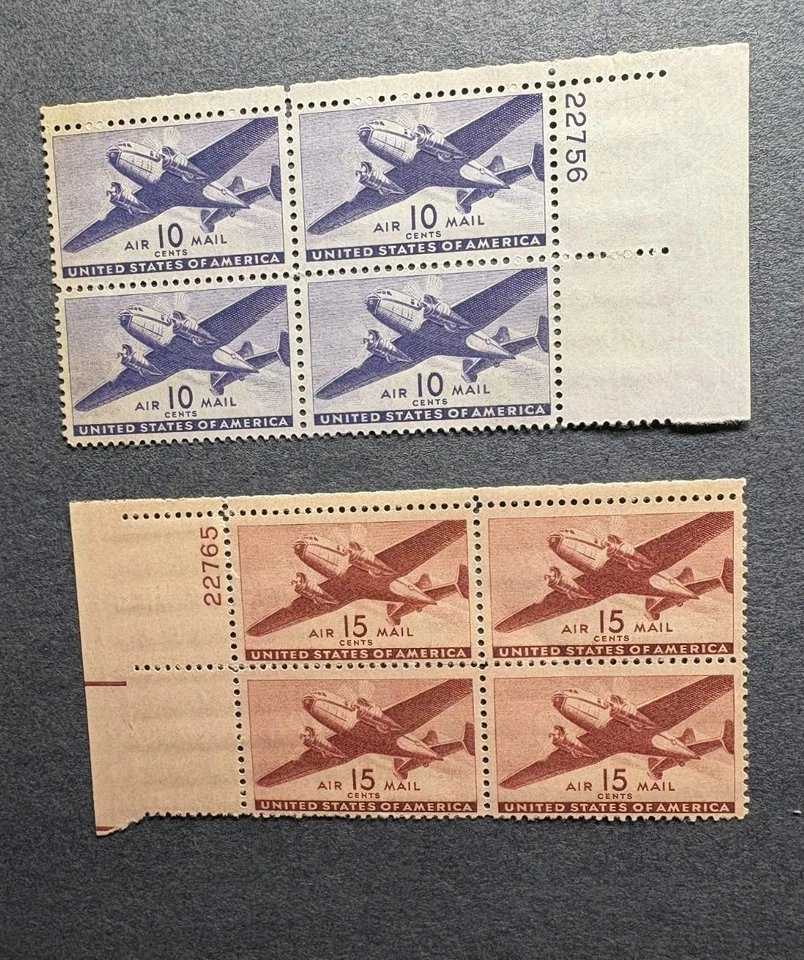 US Airmails Scott # C25-C31 Plate Blocks * F/VF MNH * SCV $81.20 - Image 2 of 4