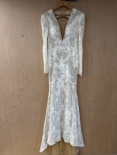 Wona Wedding Dress Lace Sparkly Backless Long Sleeves Size 42