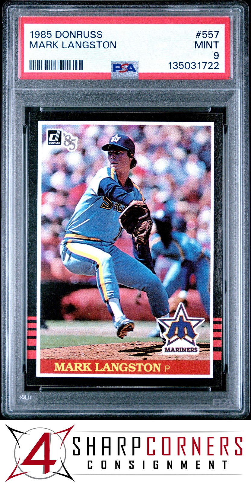 1985 DONRUSS #557 MARK LANGSTON RC MARINERS PSA 9