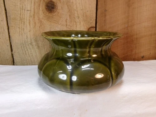 Vintage McCoy Art Deco Pottery Round Green Bowl Planter