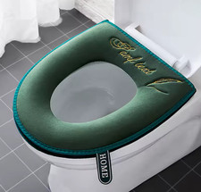 Toilet Seat Cover Soft Thicker Warmer Stretchable Washable Cushion Mat Bathroom