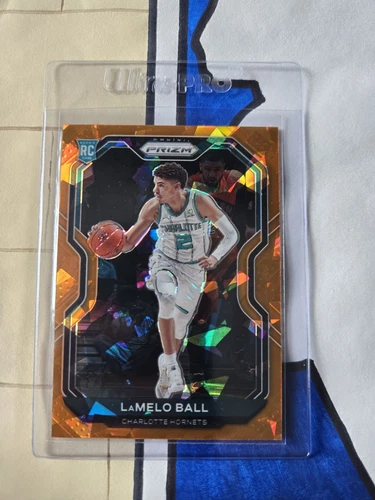 LaMelo Ball RC- 2020-21 Panini Prizm- #278 Orange Cracked Ice- Hornets Rookie
