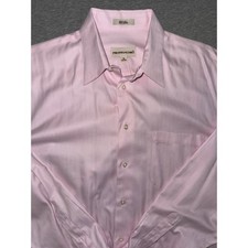 Pink Herringbone Men's Dress Shirt Pronto Uomo 16 34/35 Non-Iron Why Spend More