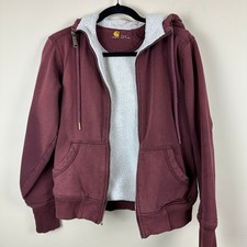Carhartt Kids Sherpa Lined Zip Hoodie Jacket S 4 6 Brown Workwear Rugged Frayed