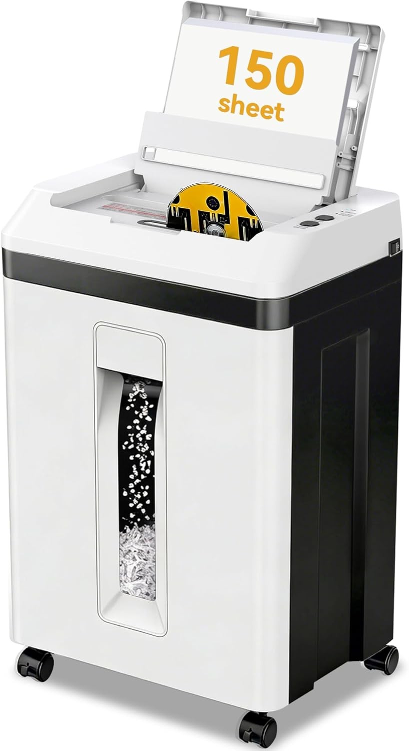 150-Sheet Auto Feed Paper Shredder P5 Micro Cut CDCredit Card 5.3 Gal Office Hom