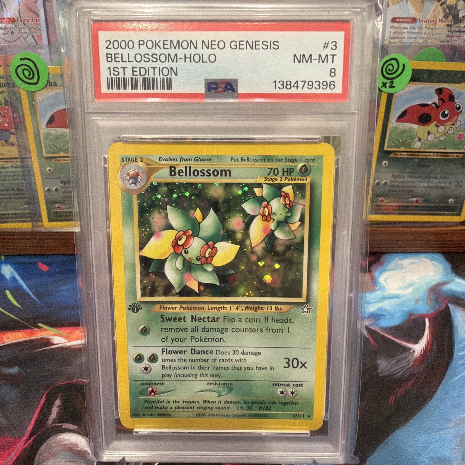 2000 Pokemon Neo Genesis 1st Edition #3 Bellossom Holo PSA 8 Near Mint