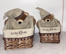 2 Emilie  Theo Toy or Organizing Baskets Bear Rectangle Nursery Baby Basket