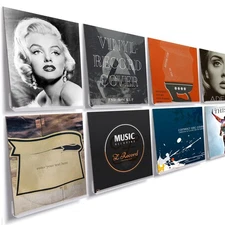 8 Pack 12'' Clear Acrylic Record Display Shelf - Wall Mount and Display Your ...