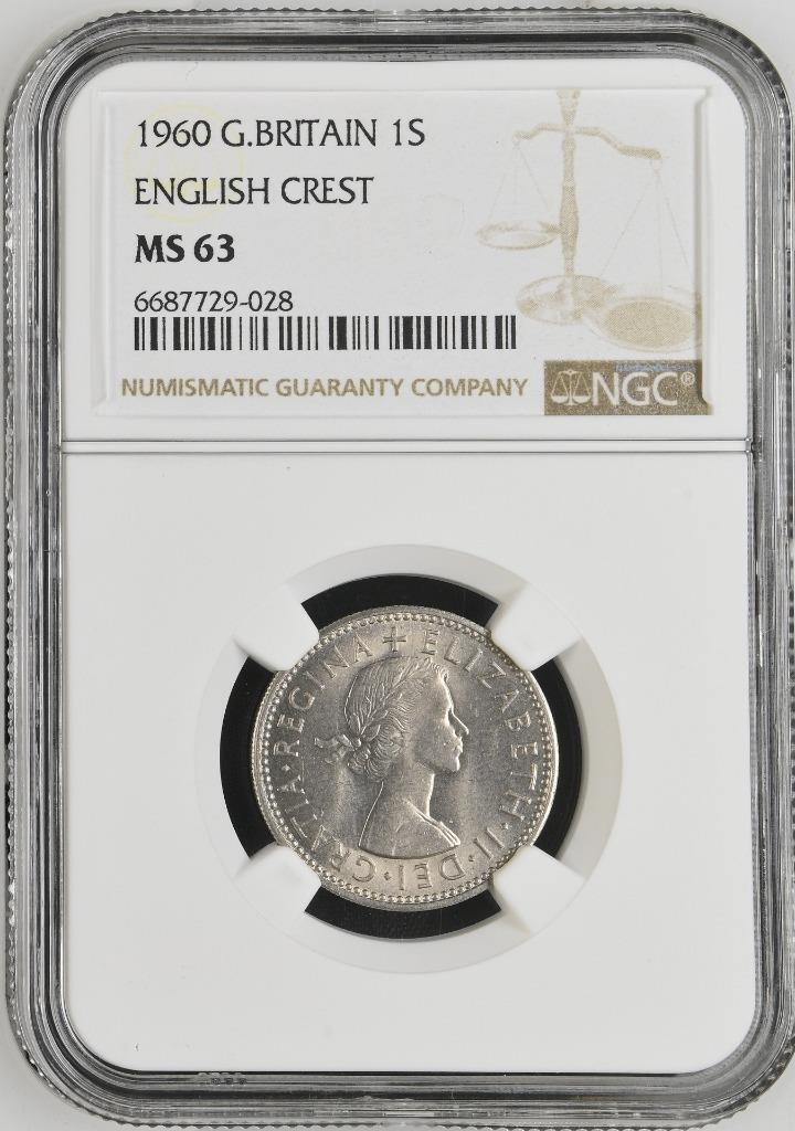 Great Britain 1 Shilling English Crest 1960 NGC MS 63
