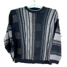 Grafico Italia Wool Blend Textured Sweater MensXL Black Made in Italy
