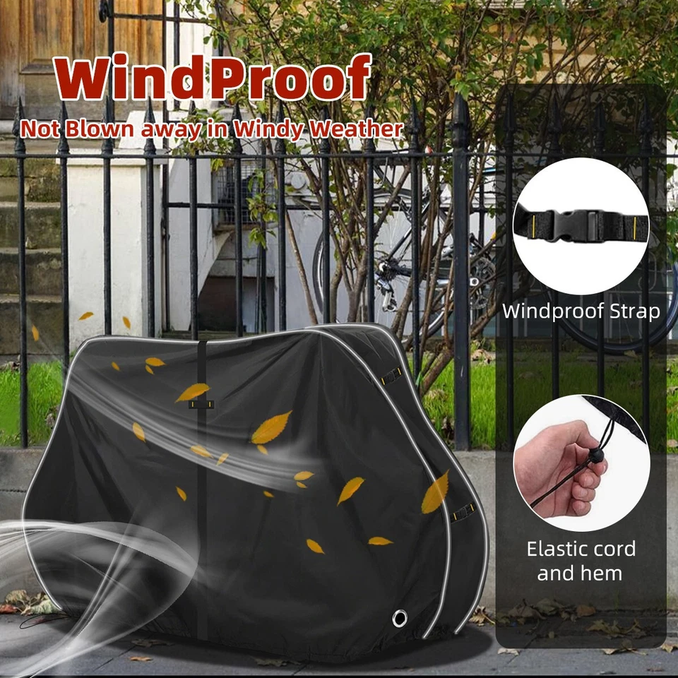 Cubierta de bicicleta impermeable y a prueba de viento para transporte con tiras reflectantes Foto 2 de 4