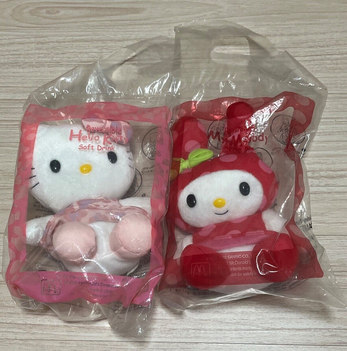 Vintage Hello​ Kitty​ My Melody McDonald's​ Reversible Plush​ Set