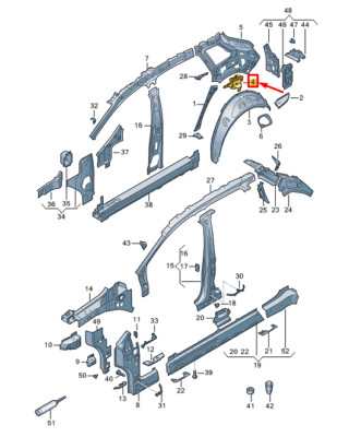 Audi Q4 E-Tron Radhauskonsole hinten links 89A809301 NEU ORIGINAL