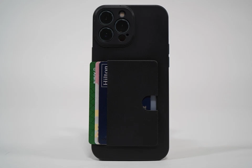 Capa telefone silicone ultra preta com suporte para cartão Samsung Galaxy S23, S23+, S23 - Imagem 2 de 2