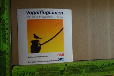 Alter Aufkleber Schiff Fähre Boot Surfing Segeln VOGELFLUGLINIEN DSB DFO