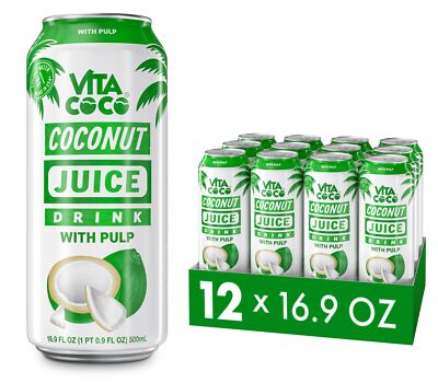 Vita Coco Sweet Coconut Juice 16.9 Fl Oz Pack of 12 Refreshing Beverage