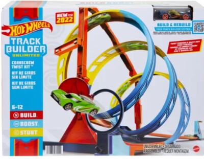 New 2022 MTTHDX79 Hot Wheels Track Builder Corkscrew Twist Kit Toy
