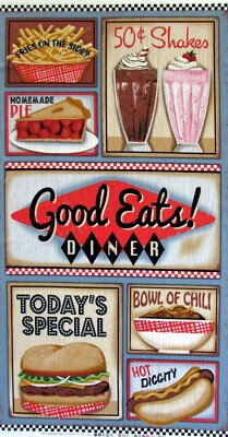 Good Eats Diner Panel Retro Fifties SPX By the 23 by 44 Inch Panel 