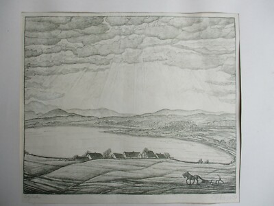 Georg Philipp Wörlen ACKERMANN IN WEITER LANDSCHAFT Lithographie 1939 Passau DWG