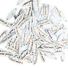 100 Pieces White Wooden Buttons Plaque Handmade Labe DIY 2