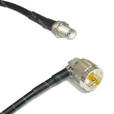 LMR200 Silver SMA FEMALE to UHF Male Angle Coax RF Cable USA Lot