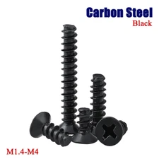 M1.4-M4 Flat Tail Phillips Flat Head Self Tapping Screws Carbon Steel Blacked