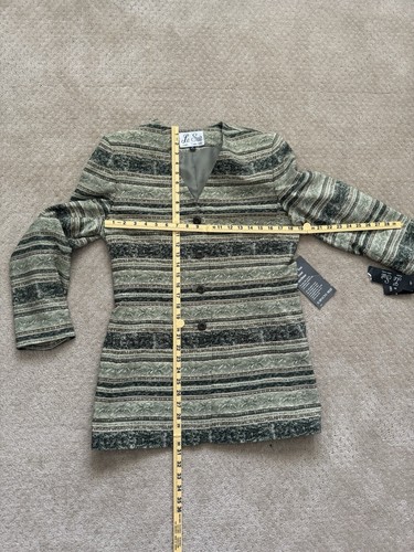 Le Suit (neu mit Etikett) Vintage grün gestreifter Button-Down Blazer Jacke mit Rock für Damen - Größe 10 - Bild 20 von 22