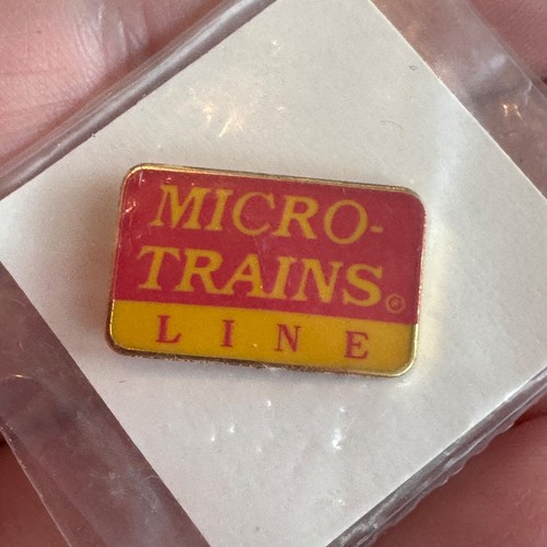 Vintage Micro-Trains Line Lapel Pin Railroad MTL Tie Tack Yellow Red - 第 1/3 張圖片