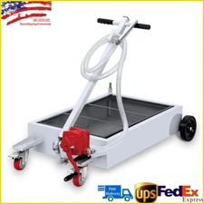 15 Gallon Oil Drain Pan Low Profile Oil Drain Cart with Pump & Hose Truck Car