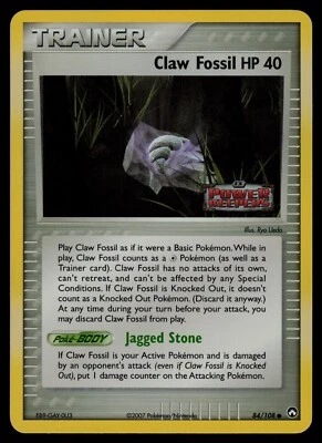 Claw Fossil - 84/108 - Pokemon Card Ex Power Keepers Reverse Holo Stamped - LP - Photo 1/4