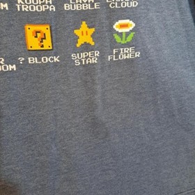 Super Mario Bros Pixel Art All Characters Classic NES T-shirt Size XL Mens Blue