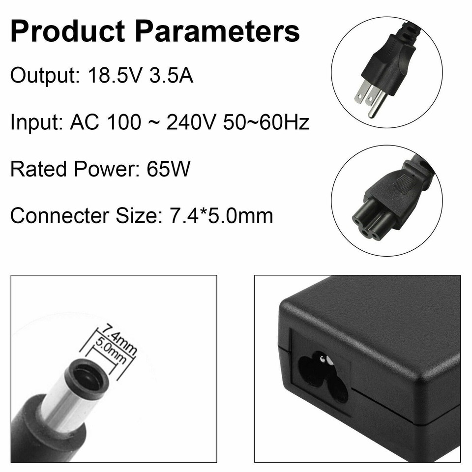 Chargeur 18.5V 3.5A Pour PC Portable HP G42 G50 G56 G60 G61 G62 G70 G71 - Noir