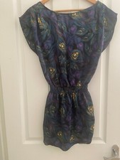 EXCELLENT CONDITION PEACOCK PURPLE MINI DRESS SEXY SIZE 6 UK