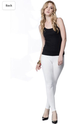 Ladies Quality Cotton Soft Stretch Plain Full Long Ankle Leggings ( Small )White