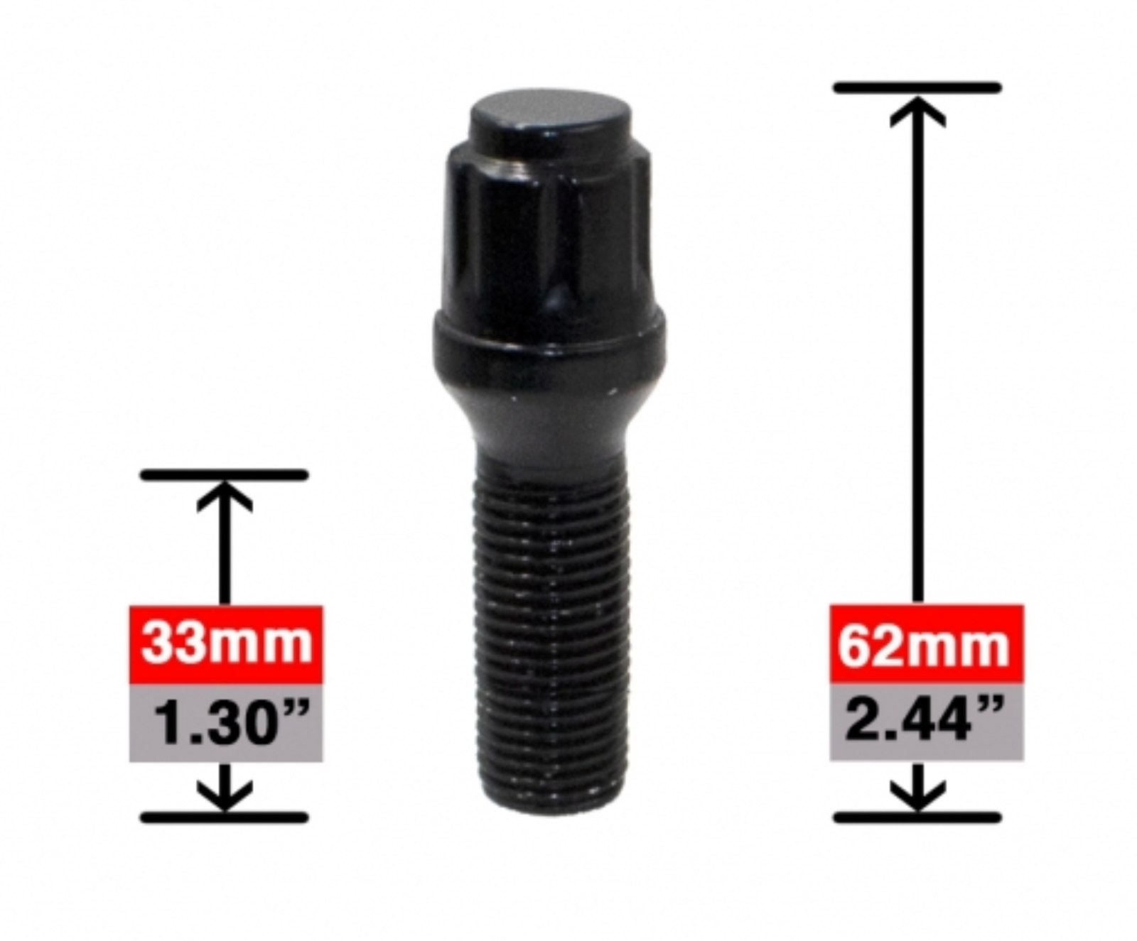 Set Of 20 Black Spline Drive Tuner Lug Bolts - 14x1.5 Thread, 24mm Shank For Audi/VW/Mercedes