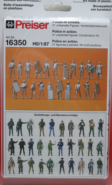 Preiser 16350 Polizei Im Einsatz 21 Unbemalte Miniaturfiguren Und ZubehöR Ho Neu-image