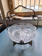 CENTRO TAVOLA PORTA FRUTTA IN CRISTALLO E METALLO