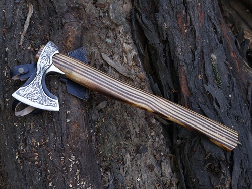 Handmade Viking Axe with Ash Wood Handle Tomahawk Axe With L/Sheath -BL- 4571 - Picture 3 of 19