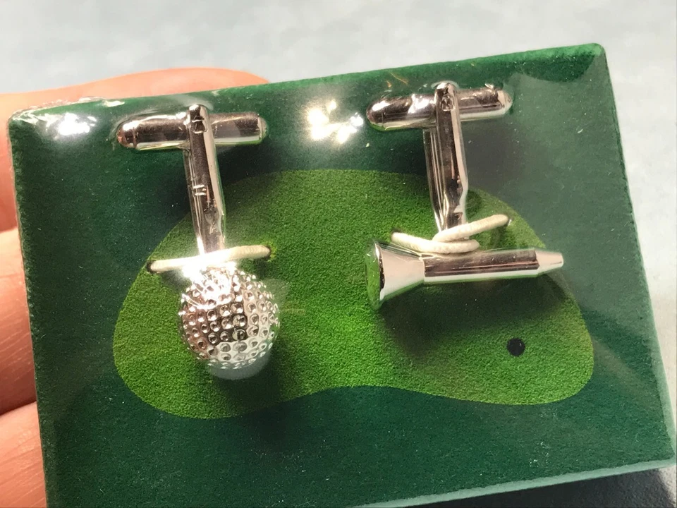 NEW Geoffrey Beene Silver Tone Golf Ball & Tee Cufflinks in Box - Image 2 of 4