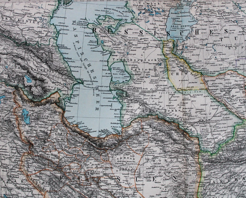 PLACA MAPA MUNDIAL ATLAS MANO STIELERS PÁGINA NO 59 PERSIA AFGANISTÁN 1888 Foto 2 de 4