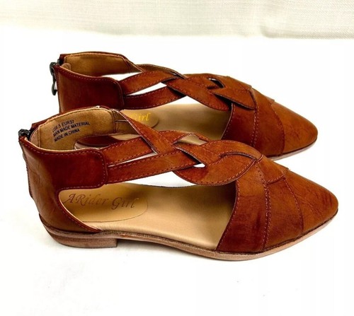 Arider girl Chely women’s pointed toe twist tatrap open shank low heel flat 6.5 - Picture 7 of 11