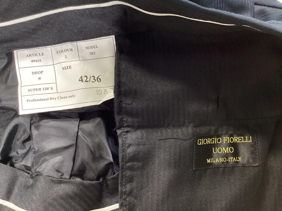 Pantalones de vestir para hombre Giorgio Fiorelli azul marino talla 36W NUEVO Foto 3 de 4
