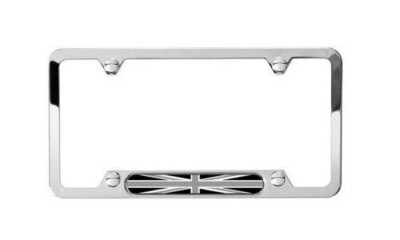 Mini Cooper Polished Steel License Plate Frame Black Jack 82122446969