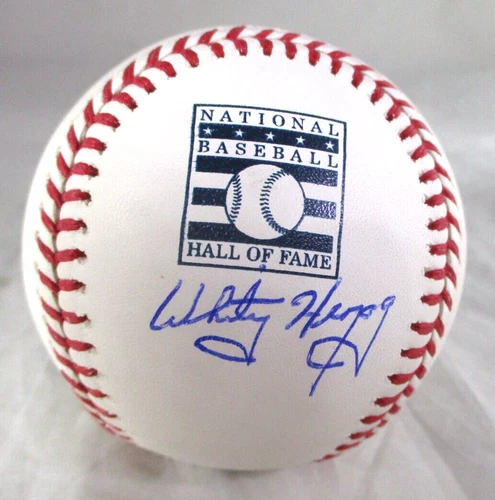 Whitey Herzog / Autographed National Baseball Hall of Fame ML Ball in Cube / JSA