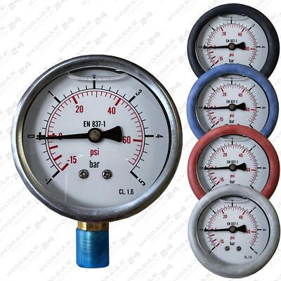 Hydraulik Manometer ø63 mm Glycerin Edelstahl ECO-Line 0 bis 1000 bar Anschluss 