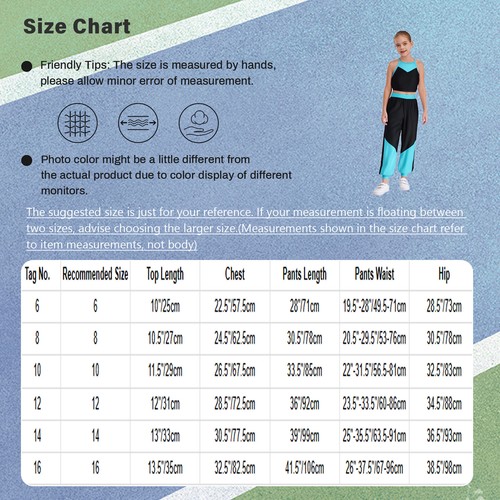 Kids Girls Sports Outfits Color Block Crop Tops and Pants Gym Yoga Dance Workout - Picture 9 of 28