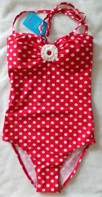 AUBADE SAINT BARTH MAILLOT DE BAIN 1 PIÈCE ROUGE POIS TAILLE L NEUF/ETIQ 129 