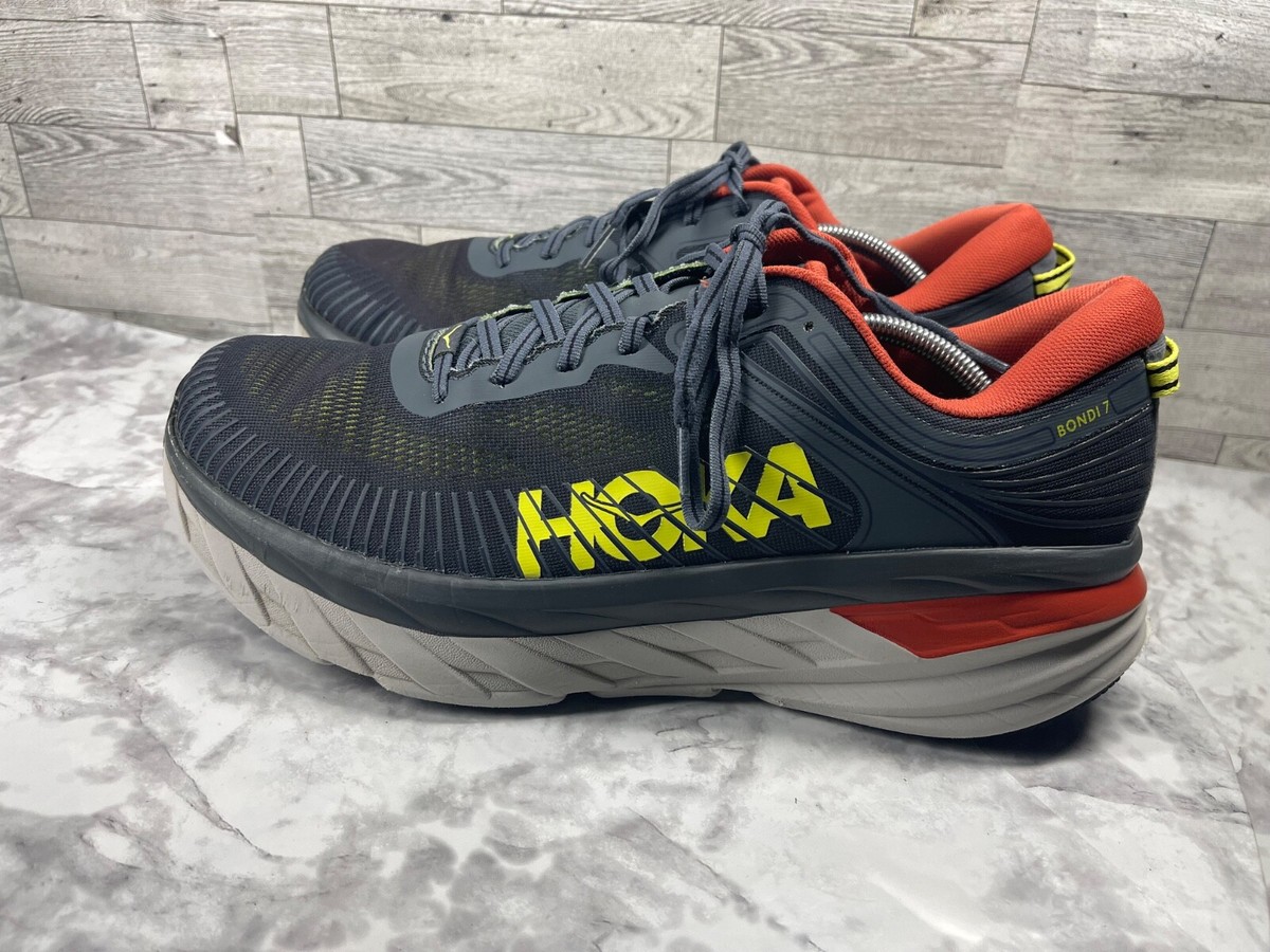 Men’s Hoka Bondi 7 Gray and Orange Athletic Shoes size 10.5 HOKA Women main image 2