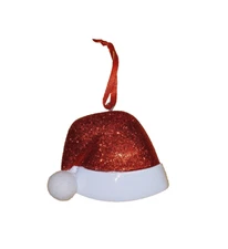Santa Hat Christmas Ornament with red glitter - new - personalize - by PolarX