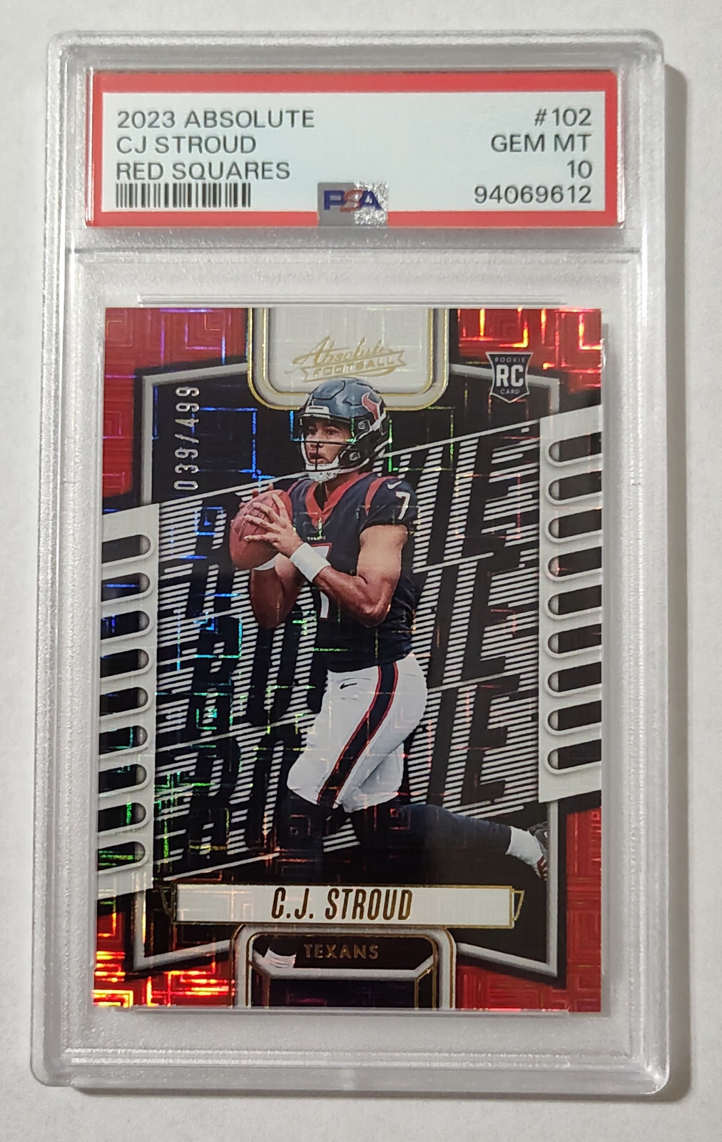 CJ Stroud 2023 Panini Absolute #102 RED SQUARES #/499 Rookie RC OSU PSA 10